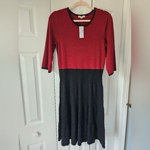 Dress Barn Women's 3/4 length sleeve knit dress in black and red by Dress Barn
